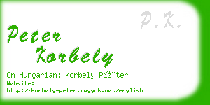 peter korbely business card